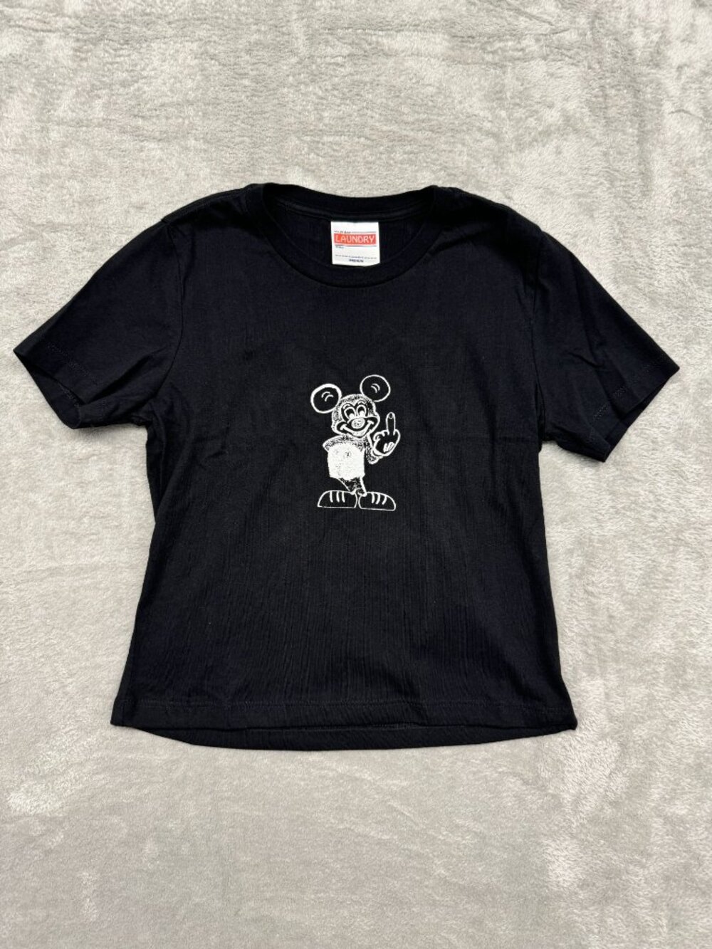 24hr LAUNDRY FU BLACK W/ WHITE 70S 80S THROWBACK WOMENS BABYDOLL T-SHIRT Medium